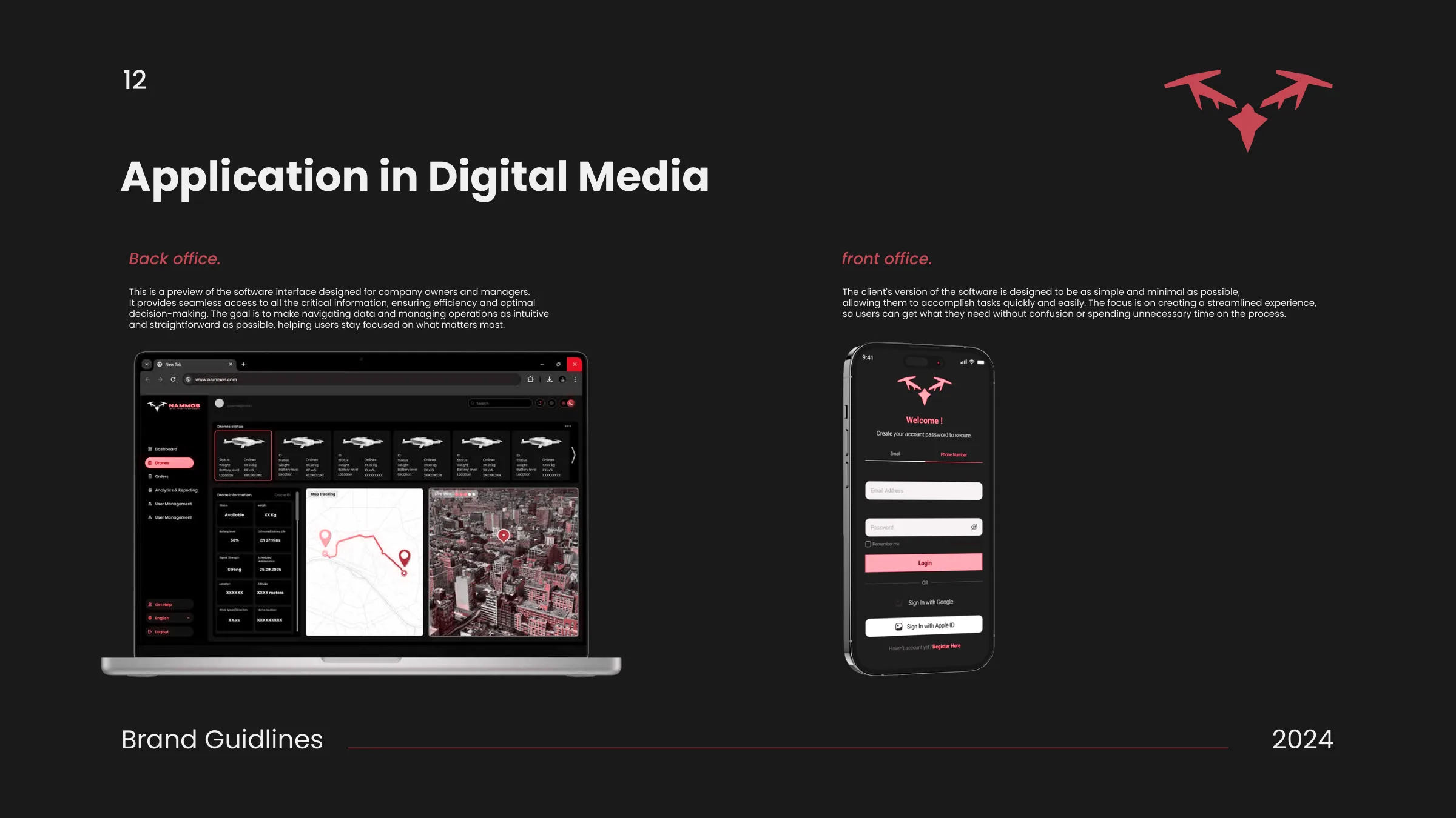 Brand guide — the system applied to an operator dashboard and a customer app